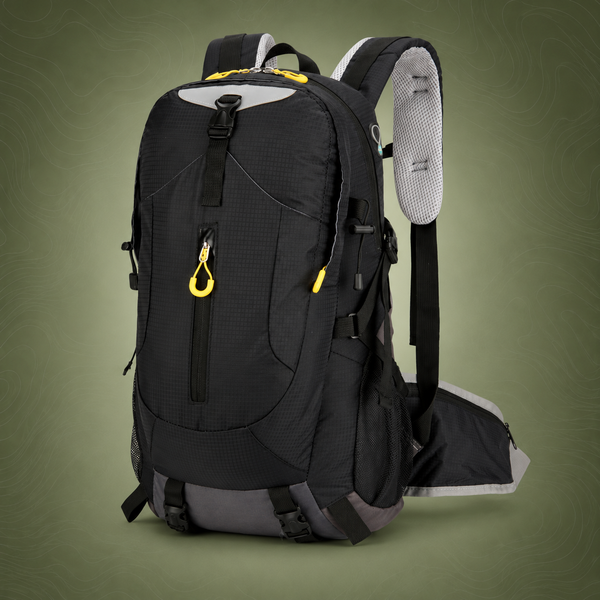 Black Lightweight 30L Hiking Backpack - Water-Resistant