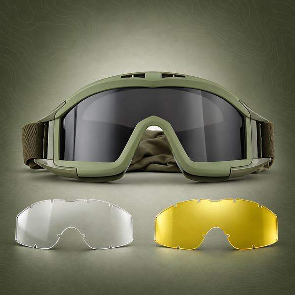 Tactical Safety Goggles, 3 Lenses, Green