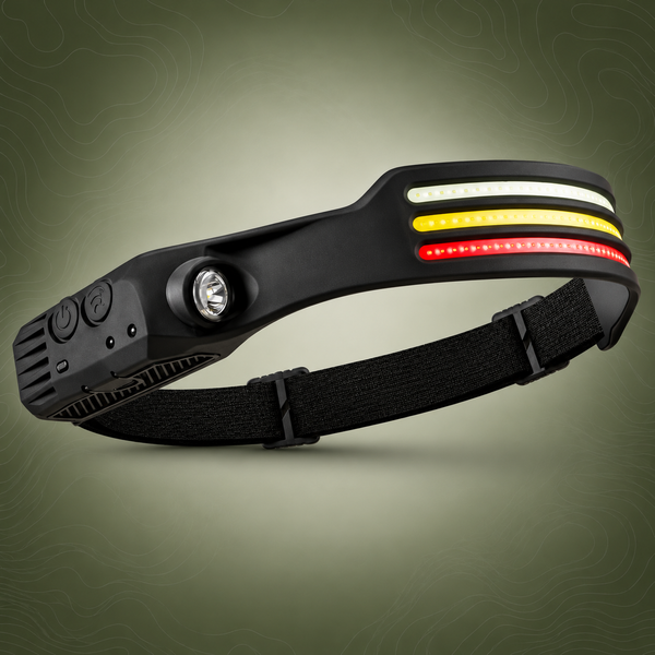 LED Headlamp, 3 Colours, 1000 Lumens, Motion Sensor, USB Rechargeable