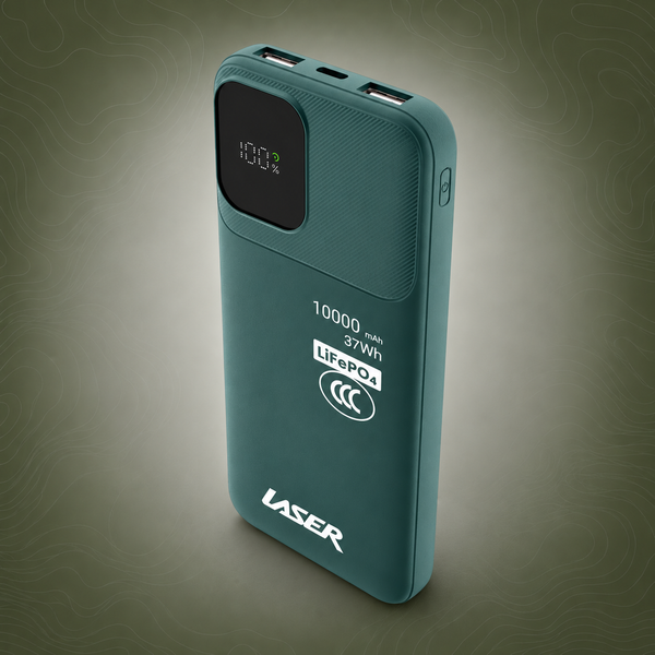 Laser 10000mAh LiFePO4 Power Bank, Deep Green