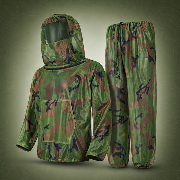 Mesh Mosquito Repellent Suit with Hood, Jungle Camouflage (XL/XXL)