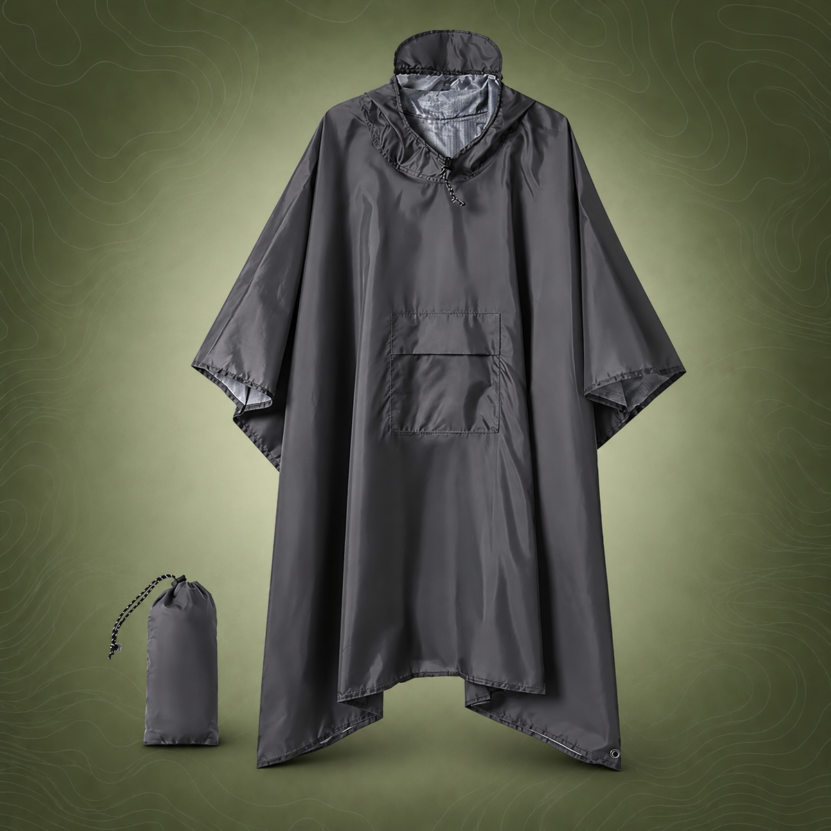 3-in-1 Waterproof Rain Poncho & Emergency Shelter, Grey