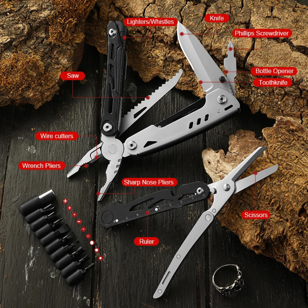 12-in-1 tactical multitool with detachable scissors – heavy-duty EDC tool
