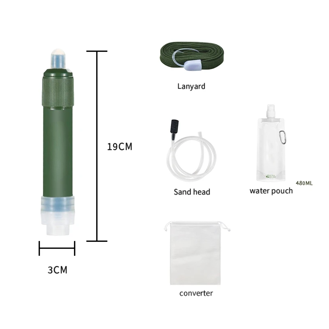 3 Stage Emergency Water Purifier Straw | Portable Survival Water Straw