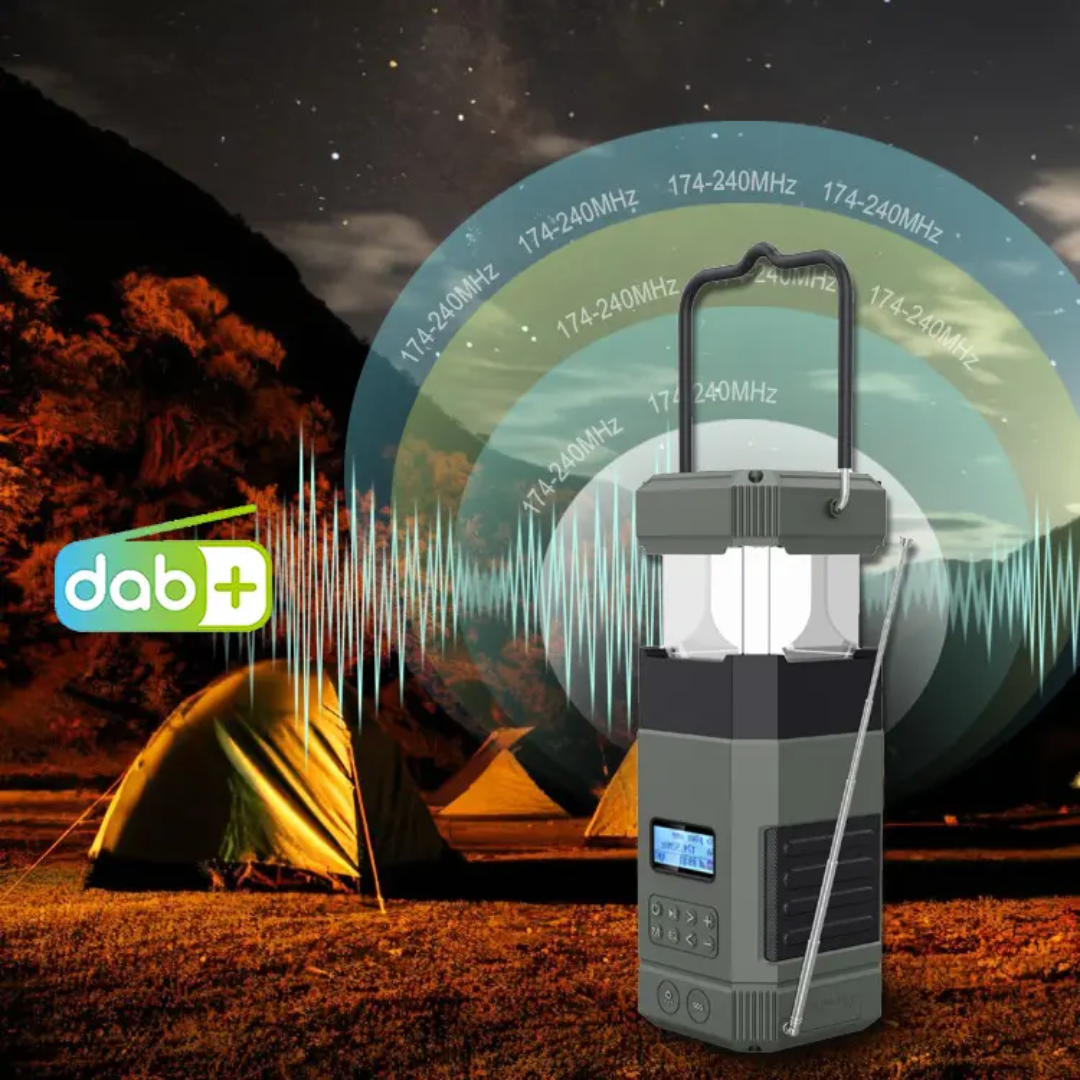Hand Crank Emergency Radio Lantern – Solar Rechargeable 5000mAh Camping Light & Bluetooth Speaker