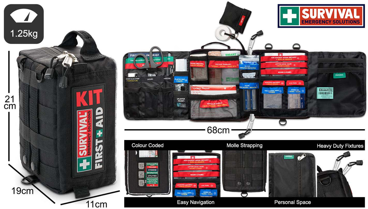 SURVIVAL Vehicle First Aid Kit – Compact Emergency Car First Aid Kit for Road Trips & Travel