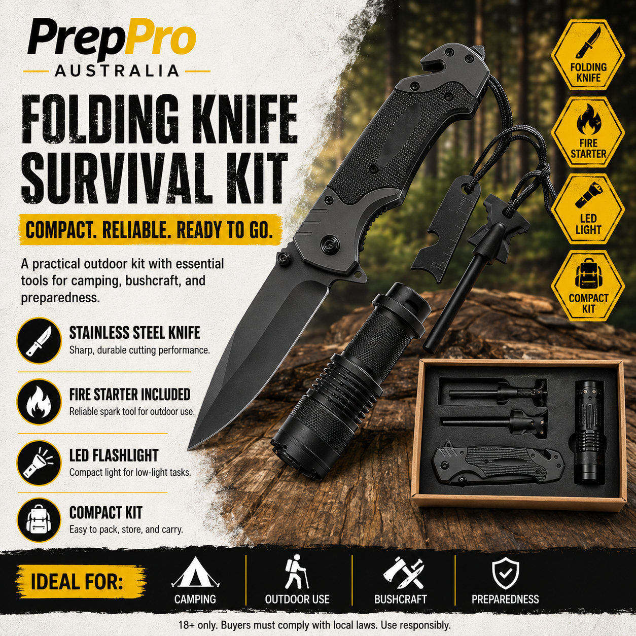 PrepPro Survival Basics Gift Set – 3‑Piece Readiness Kit