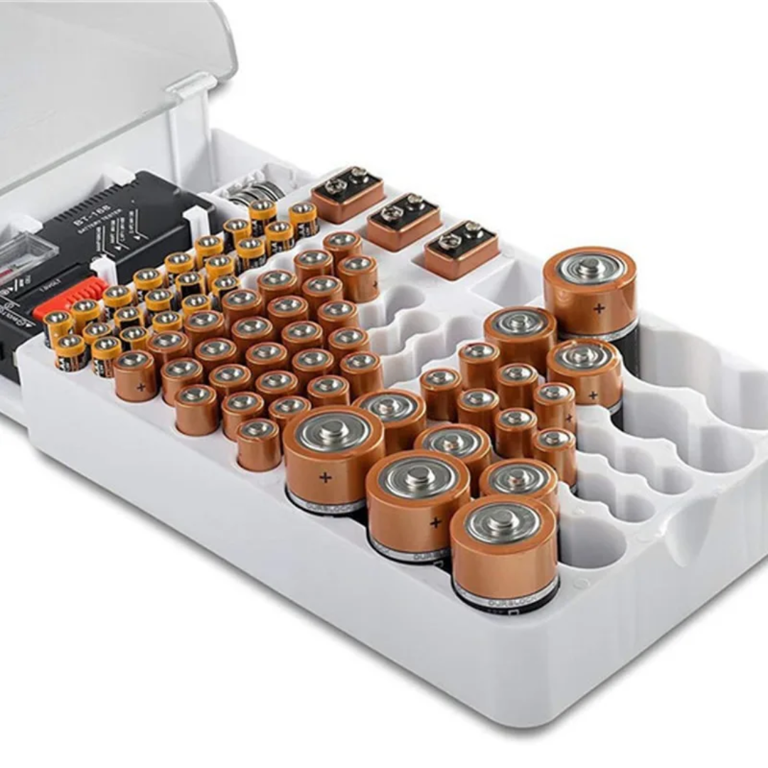 Battery Vault Organizer with Tester – 93 Slot