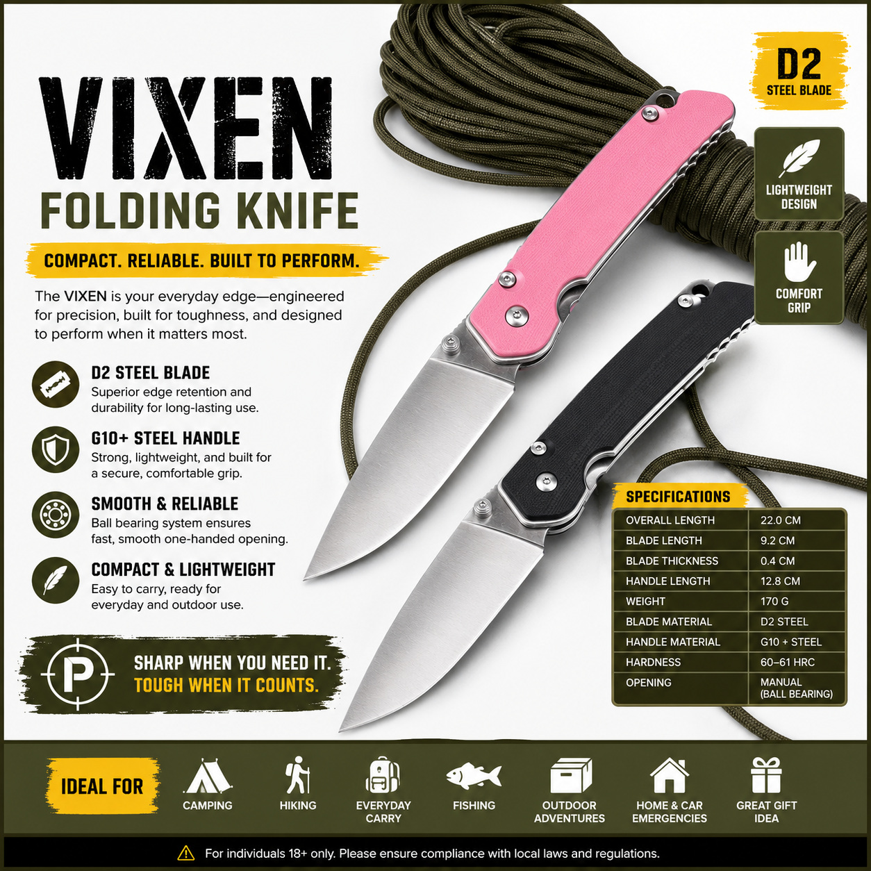 Vixen D2 Folding Knife