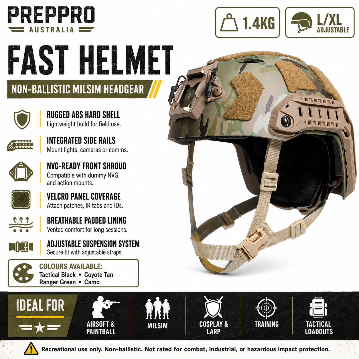 FAST Helmet – Non‑Ballistic Milsim Headgear | PrepPro