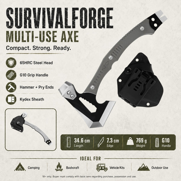 SurvivalForge Multi‑Use Tactical Axe