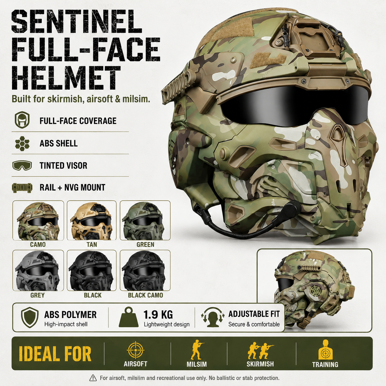 Full‑Face Helmet – Skirmish & Milsim Protection
