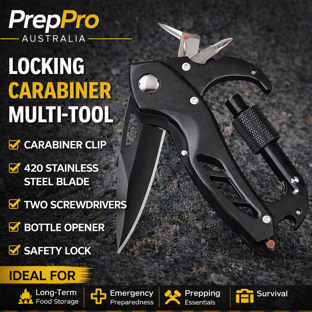 7‑in‑1 Locking Carabiner Knife | PrepPro