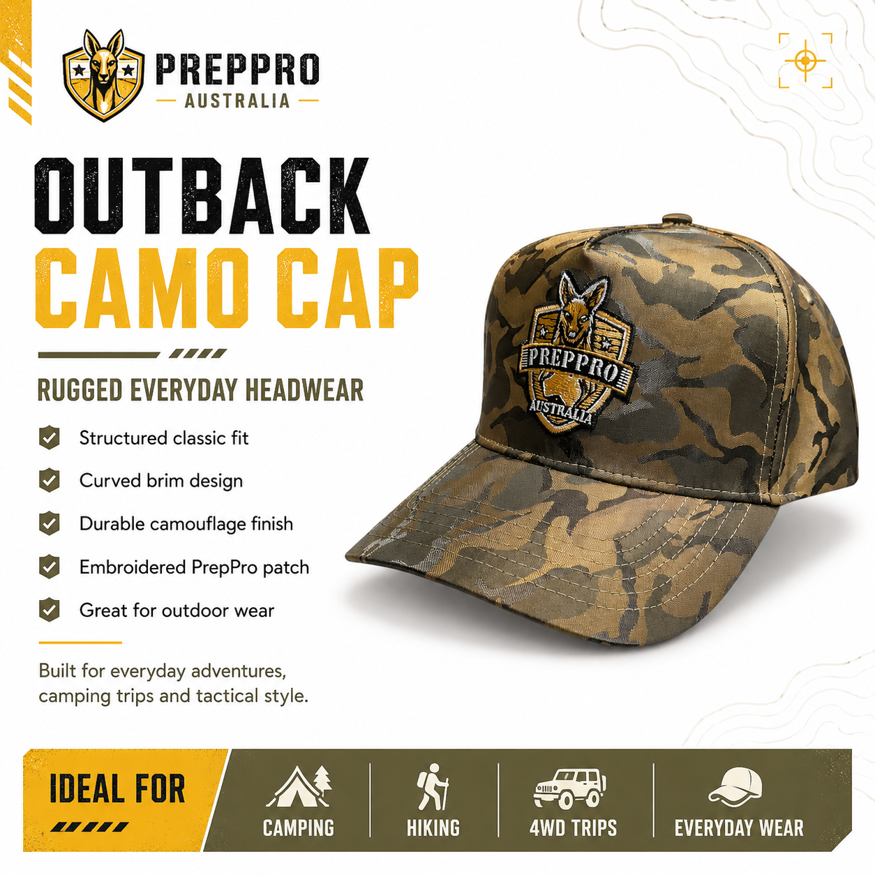 Camo Snapback Cap – Rugged Style & Comfortable Fit | PrepPro