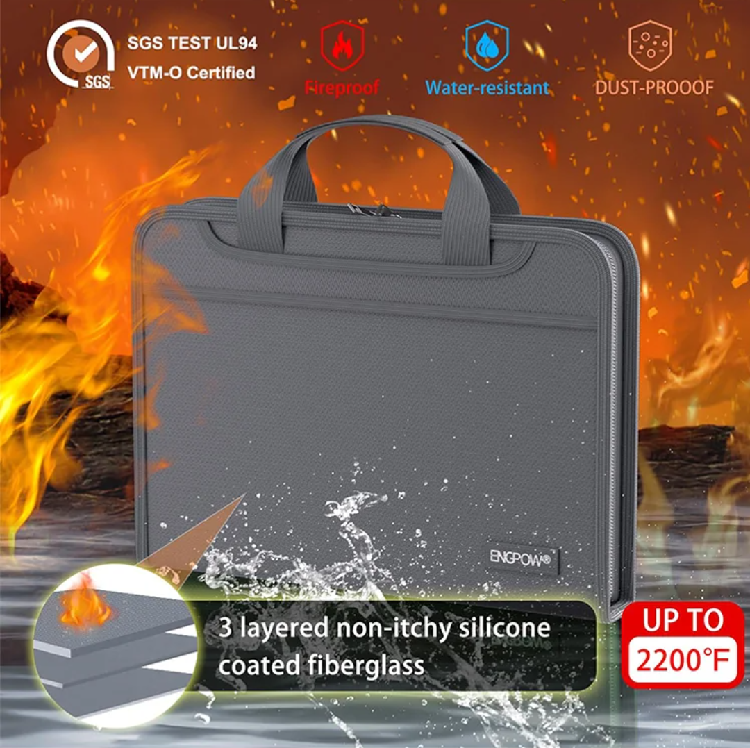 Fireproof & Waterproof Document Organizer – Emergency Document Storage Case with 13-Pocket File Folder