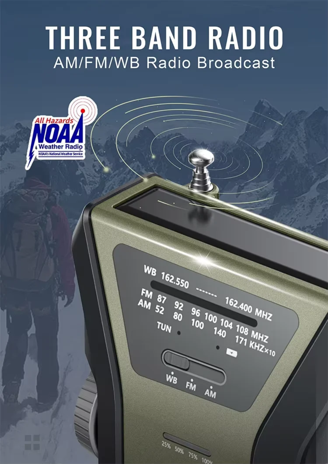 Solar Crank Radio – 4000mAh Power Bank & Emergency lighting - PrepPro Australia