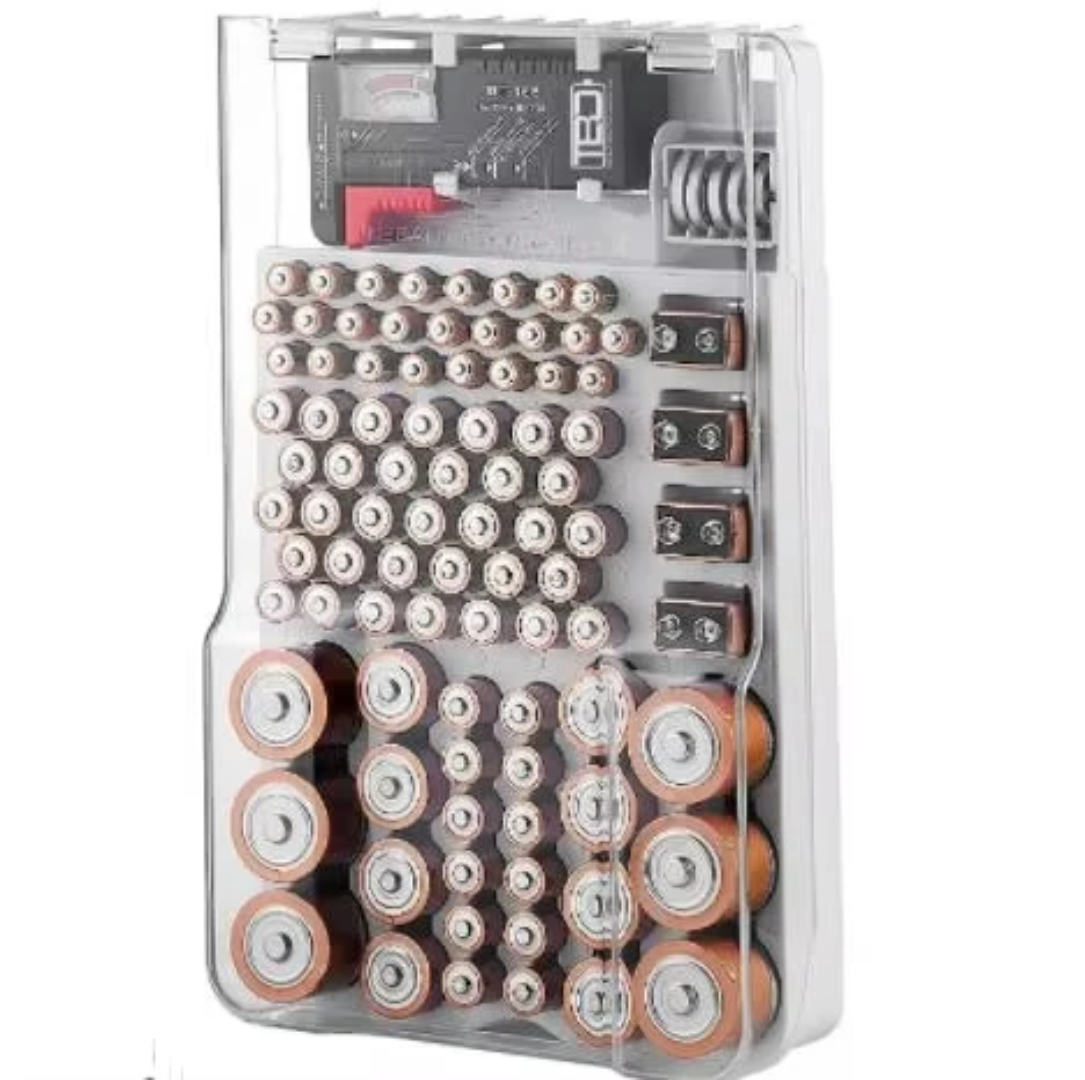 Battery Vault Organizer with Tester – 93 Slot