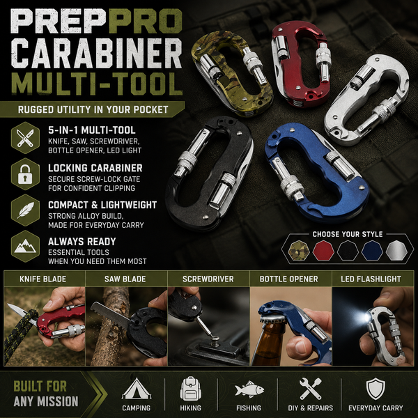 Carabiner Multi‑Tool – Rugged Outdoor Utility | PrepPro