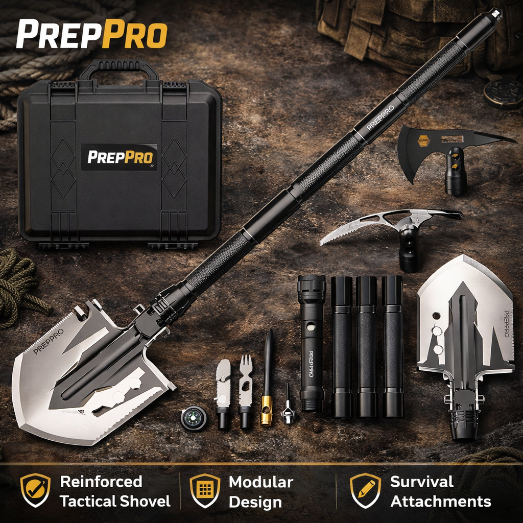 Ultimate 14‑in‑1 Tactical Survival Shovel Axe & Pick | PrepPro