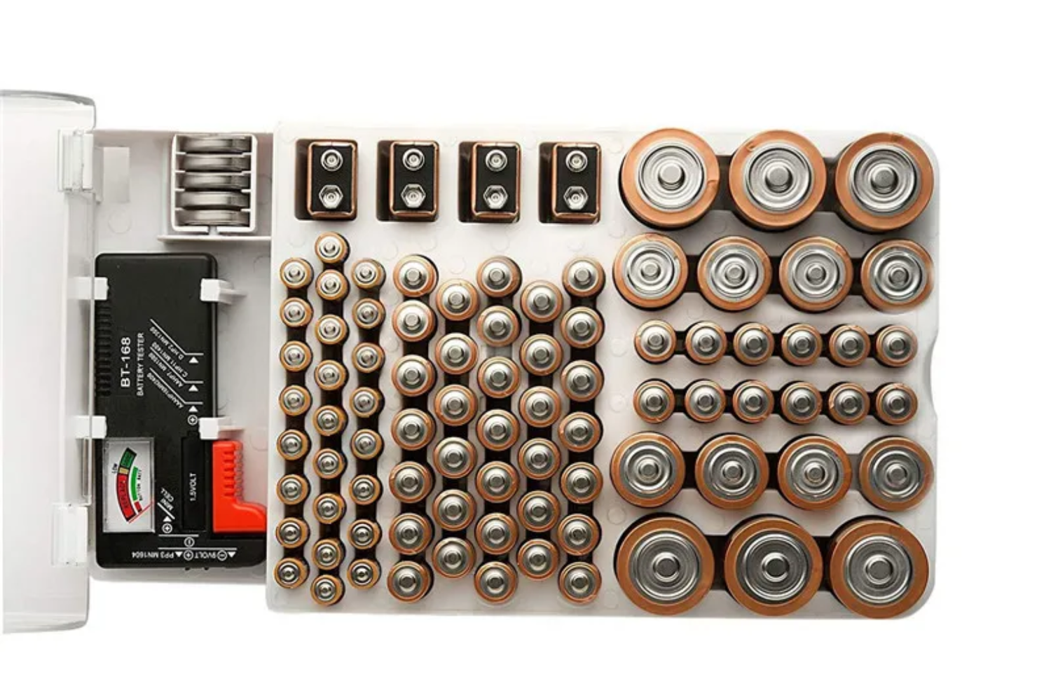 Battery Vault Organizer with Tester – 93 Slot