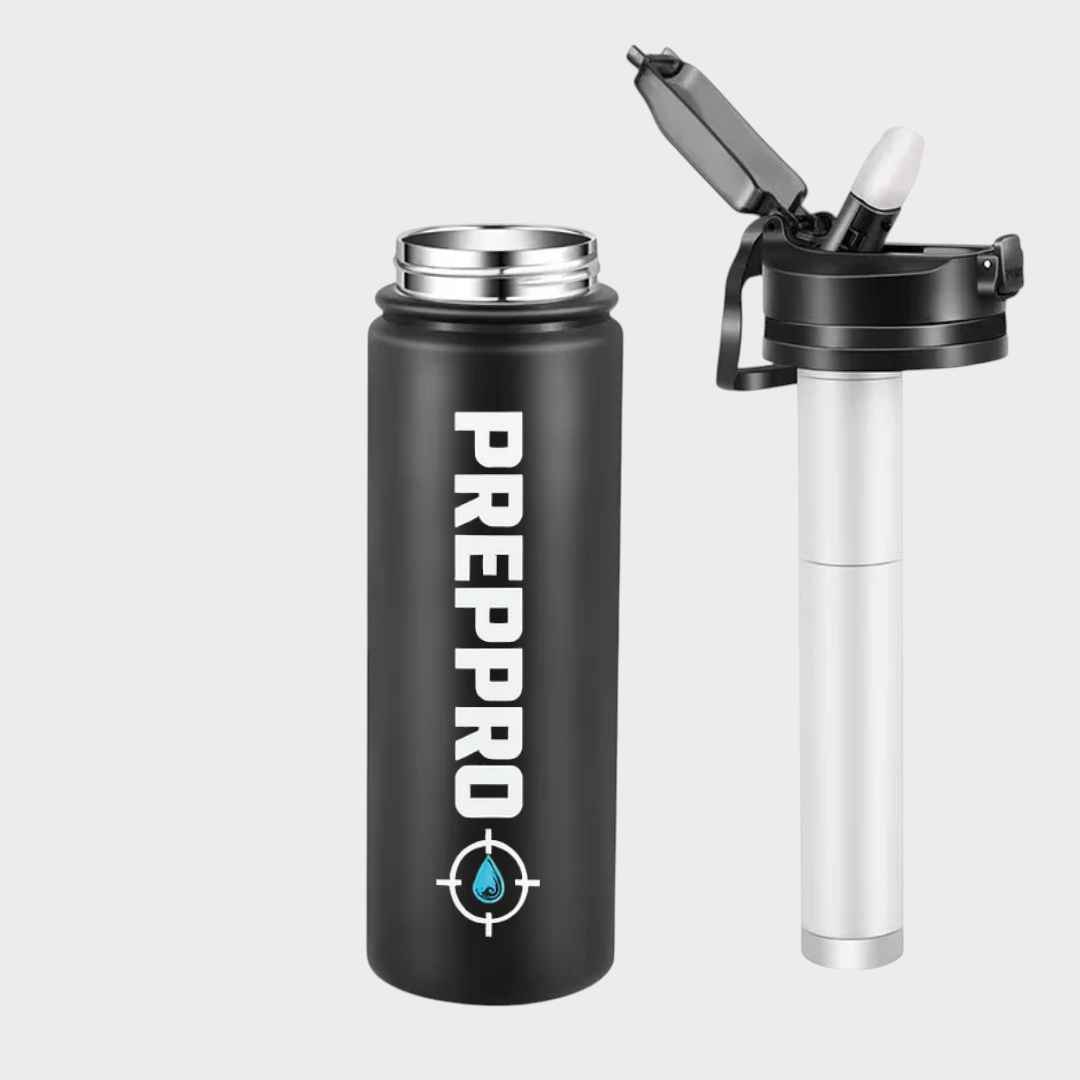 PrepPro 4-Stage Purification Bottle – Stainless Steel Survival Water Bottle with Built-In Filter - PrepPro Australia