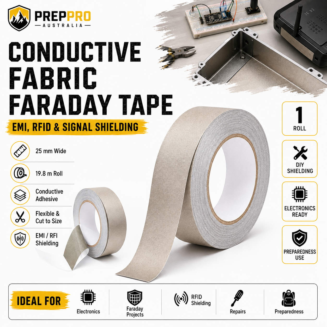 Faraday Cloth Conductive Adhesive High-Shielding Tape