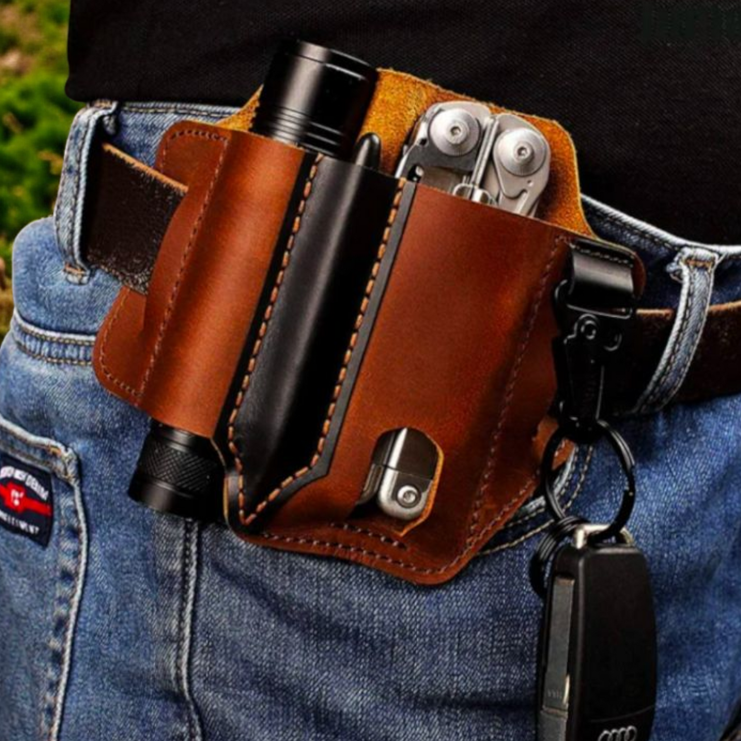 PrepPro Leather EDC Belt Sheath – Everyday Essentials, One Holster - PrepPro Australia