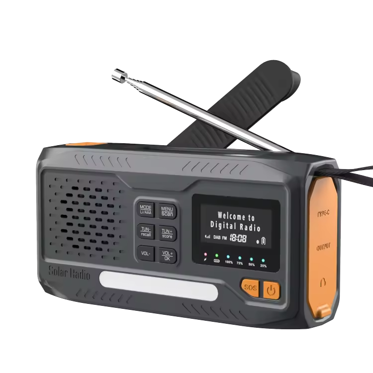 Solar Hand Crank Emergency Radio – Bluetooth, DAB+/FM, 4000mAh Power Bank, LED Torch & SOS Alarm - PrepPro Australia