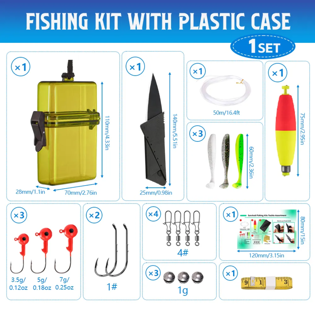 Survival Fishing Kit – Waterproof Pocket Case (All-in-One Set)