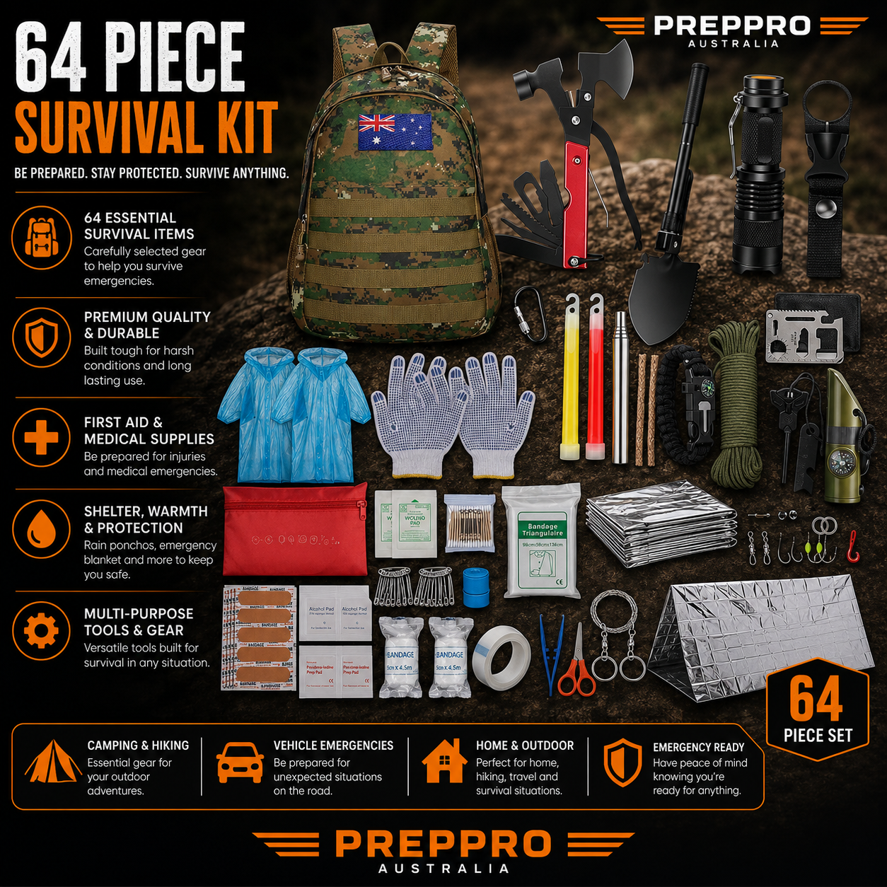 PrepPro Explorer 64-Piece Survival Kit