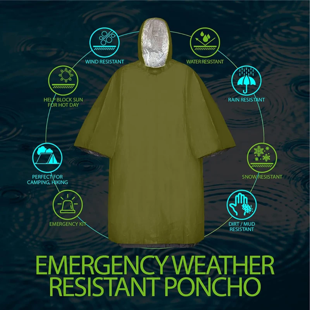 Emergency Survival Poncho – Compact Waterproof Heat‑Retaining | PrepPro