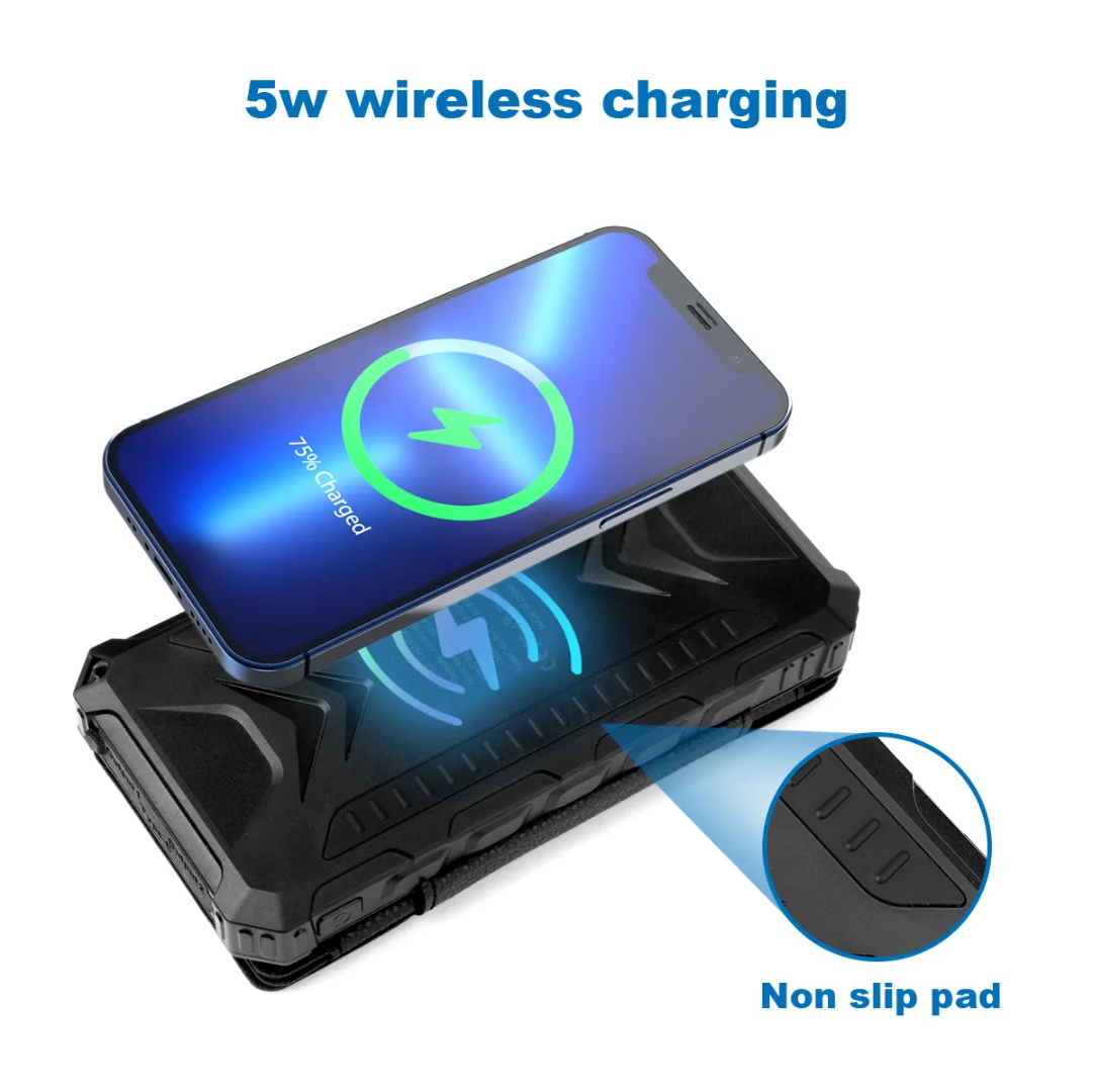20,000mAh Solar Power Bank with Wireless Charging