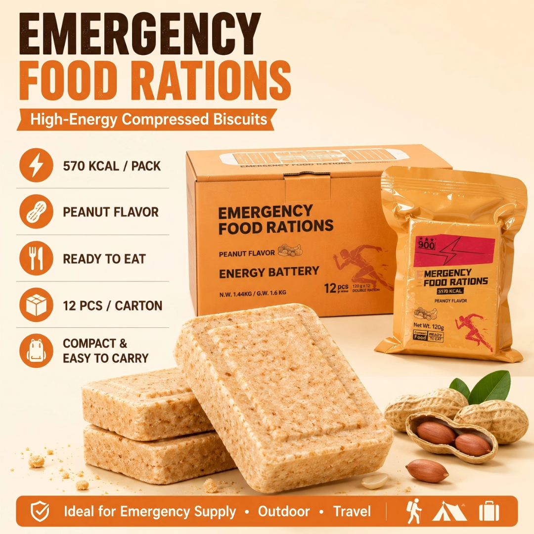 30-Day High-Energy Emergency Food Supply โ 108 ร 120g Ration Biscuits