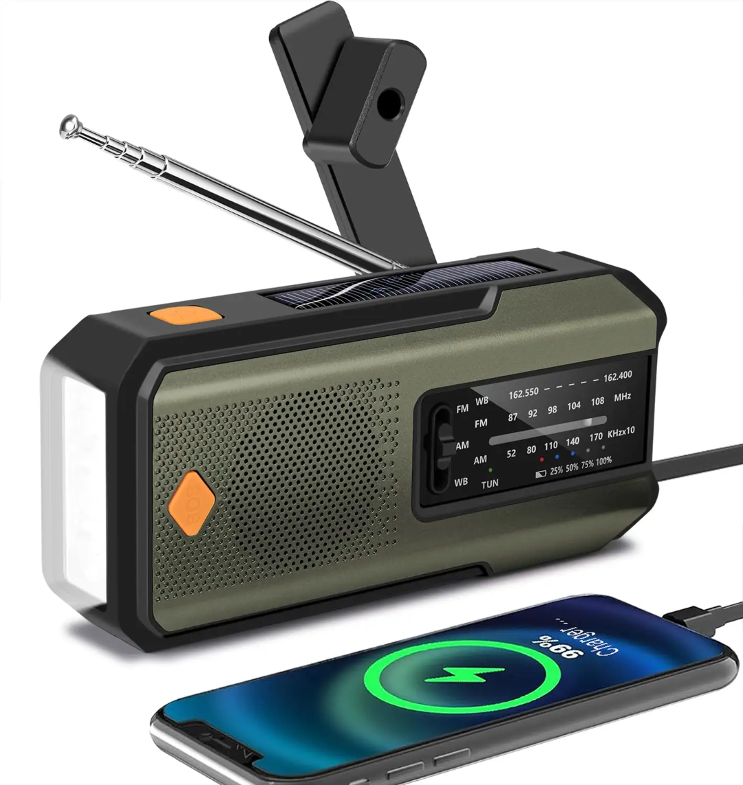 Emergency Weather Radio – Solar Hand Crank AM/FM NOAA Radio with Flashlight & Power Bank