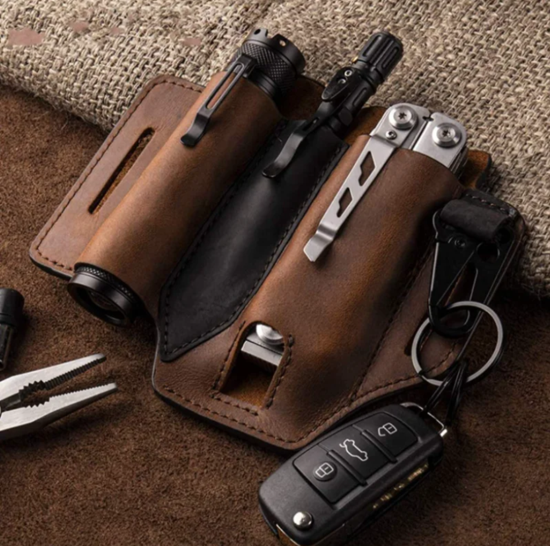 PrepPro Leather EDC Belt Sheath – Everyday Essentials, One Holster - PrepPro Australia