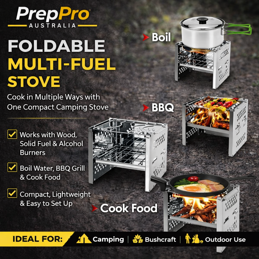 Mini Folding Wood Stove – Stainless Steel, Compact