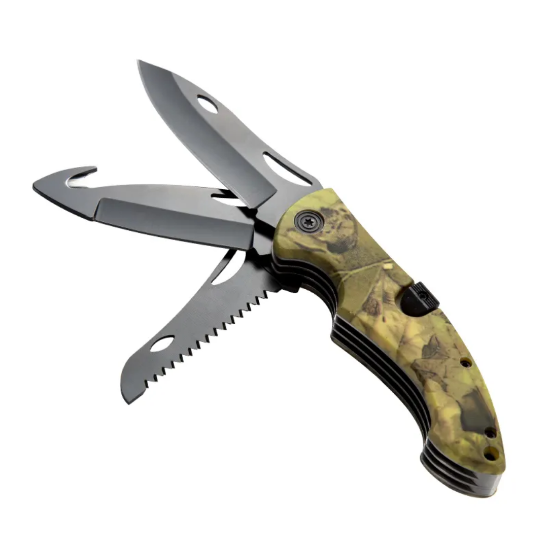 PrepPro Tri-Edge Folding Hunting Knife – 3Cr13 Steel | Multi-Function Camo Edition - PrepPro Australia