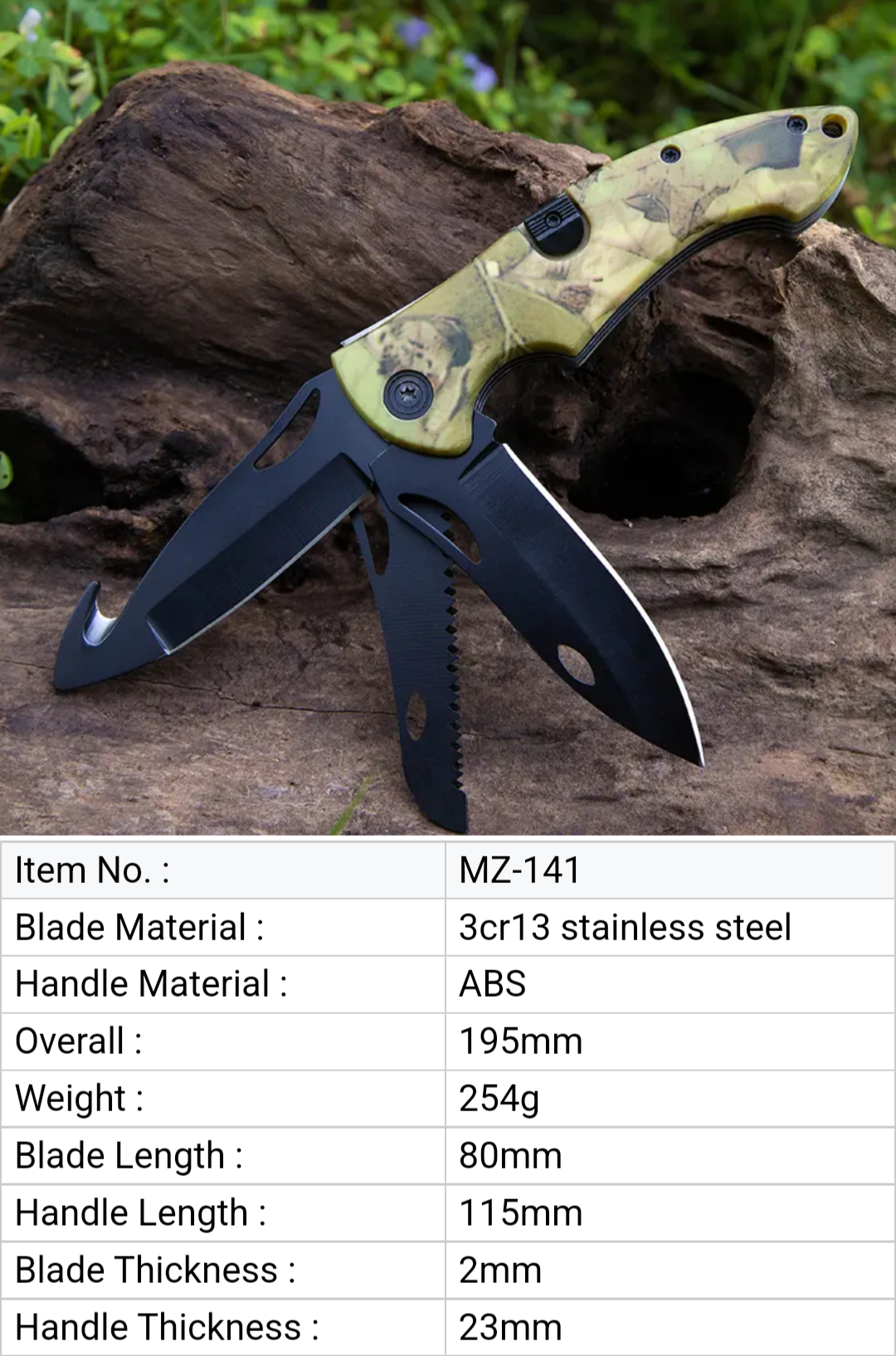 PrepPro Tactical Folding Survival Knife | 3-in-1 Multi-Tool with Saw & Hook - PrepPro Australia