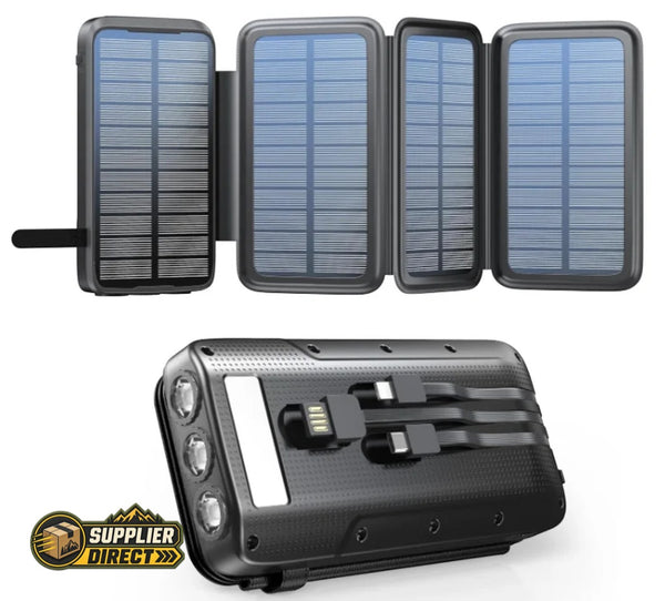 20,000mAh Folding Solar Power Bank – Wireless, IP65