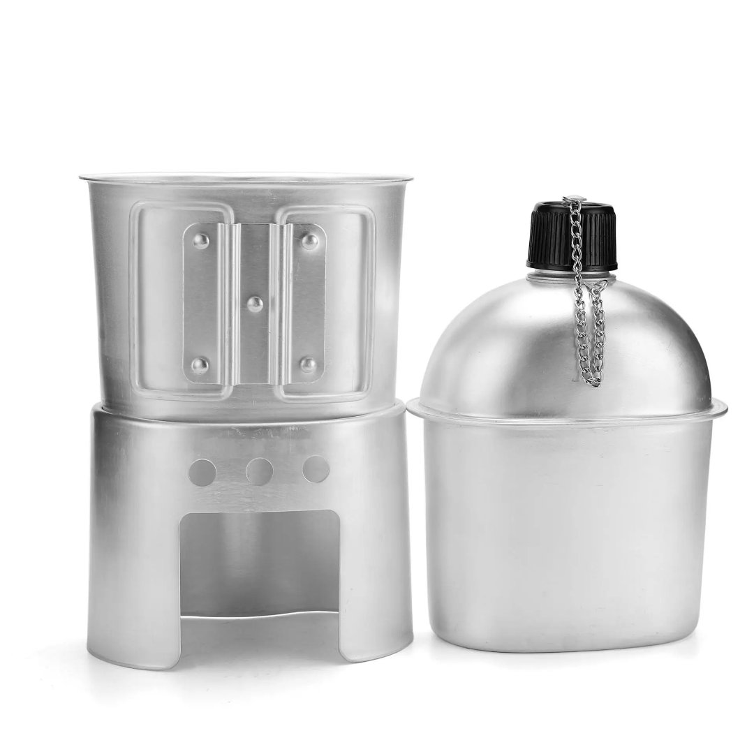 PrepPro 4-Piece Aluminum Canteen Cook Set – 1L Canteen + 600ml Cup + Wood Stove + Carry Bag - PrepPro Australia