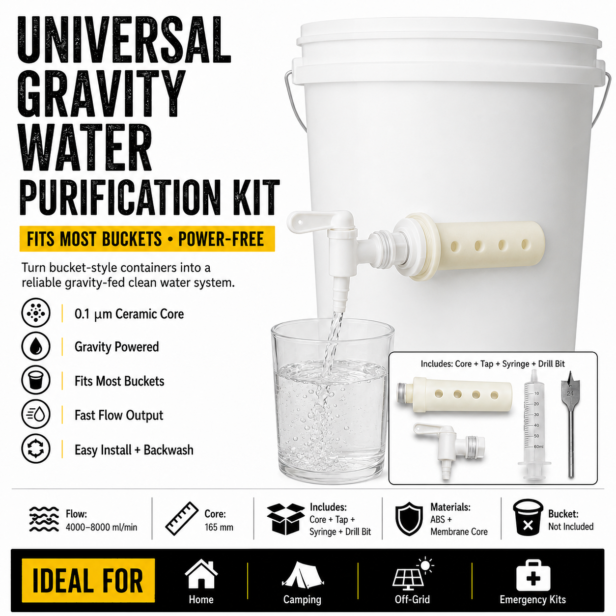 GravityFlow Water Purification System – Bucket Compatible | PrepPro