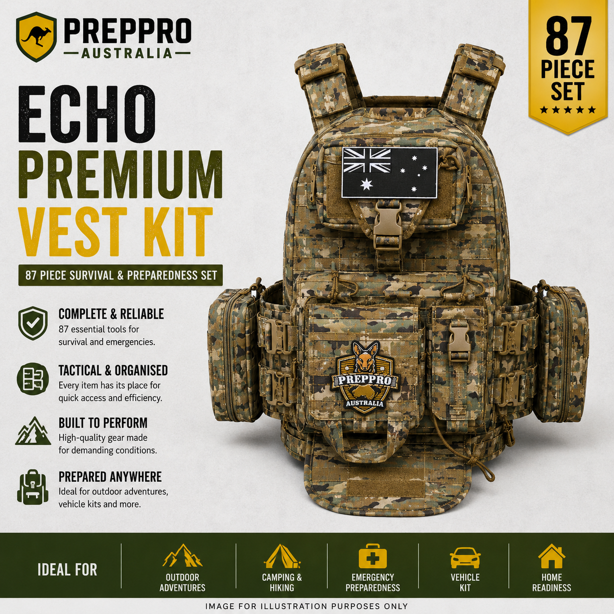 PrepPro Echo Premium Survival Vest Kit – Comprehensive Set
