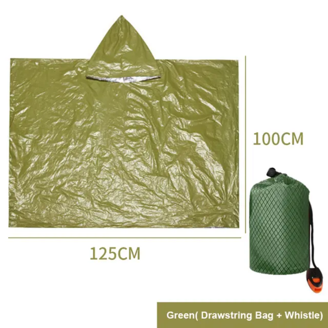 3-Piece Emergency Shelter Survival Set – Poncho, Bivvy & Tent Kit