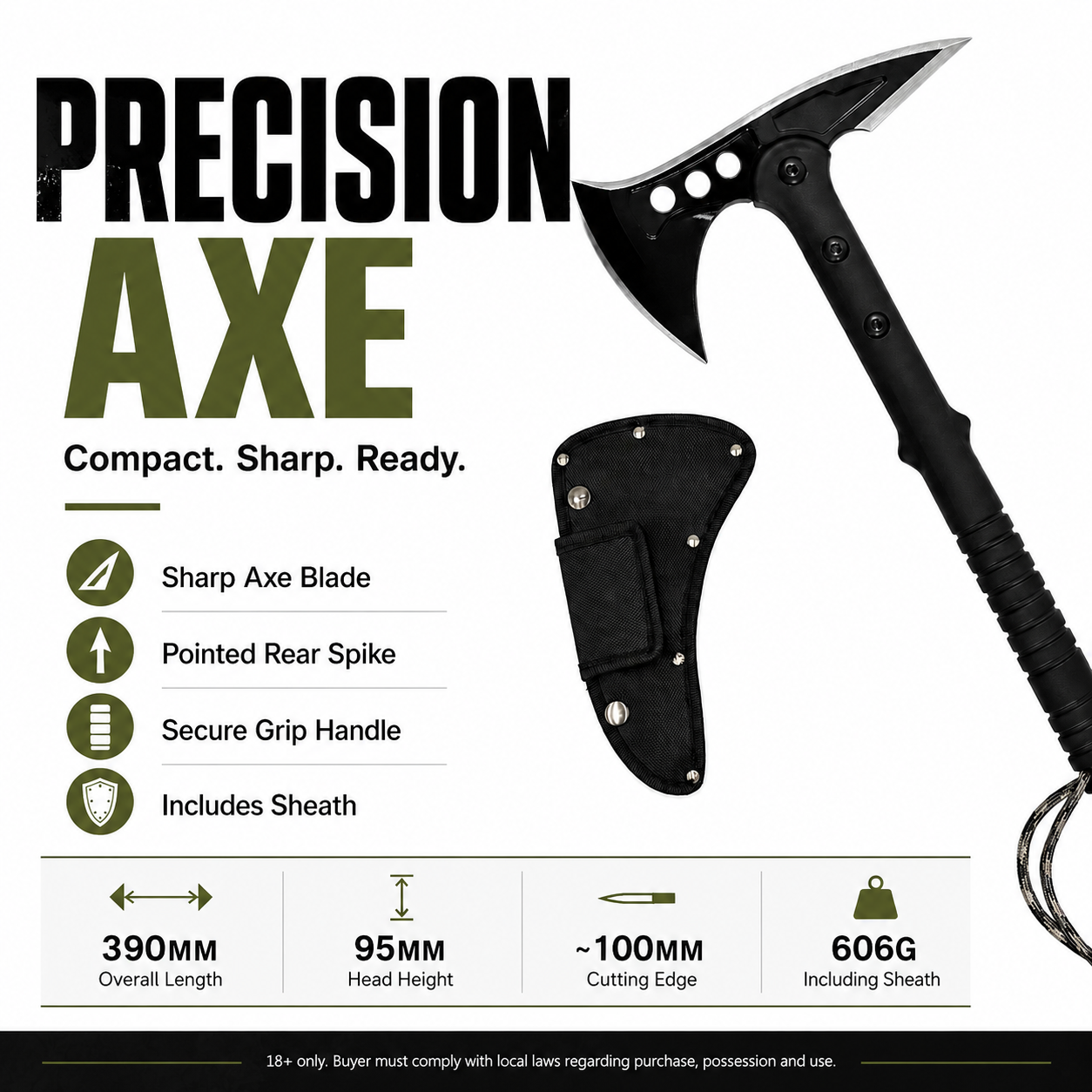 Vanguard Precision Axe – Balanced Outdoor Chopping | PrepPro