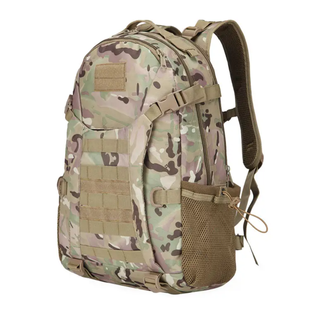 30L tactical backpack with multiple compartments for outdoor and travel use
