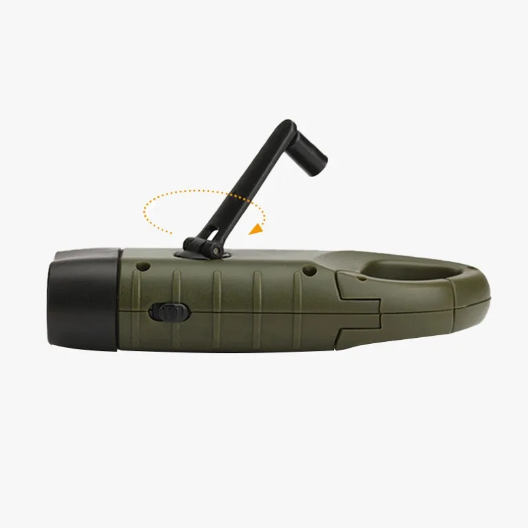 Solar Rechargeable Emergency Torch – Compact Clip-On Camping & Blackout Light