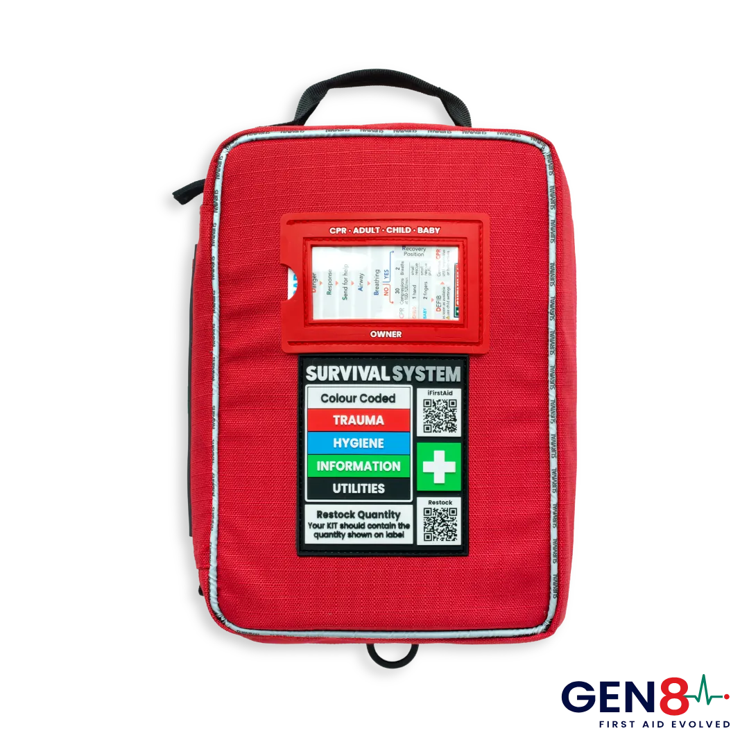 Front of the red Gen 8 SURVIVAL First Aid KIT Large
