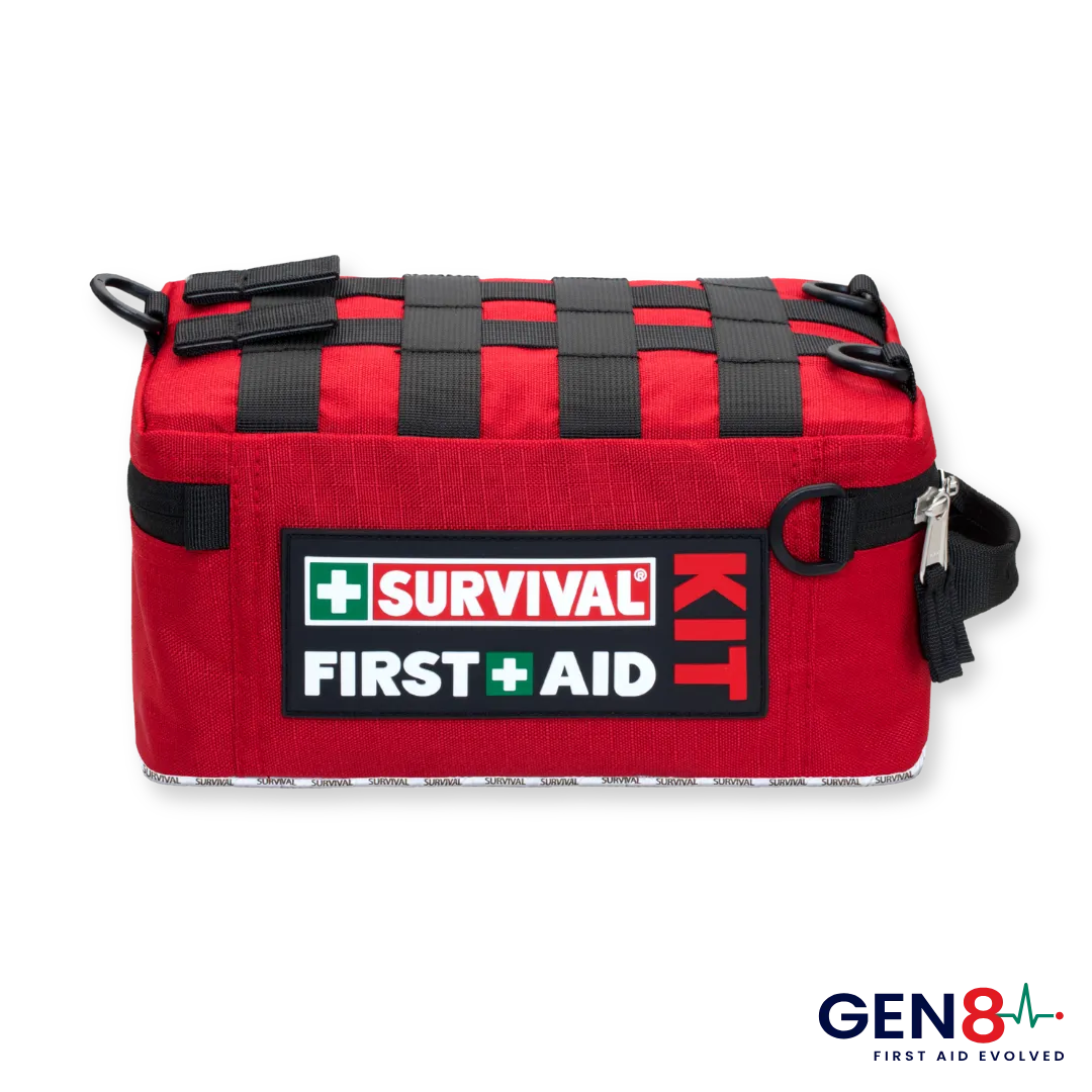 Side of the red Gen 8 SURVIVAL First Aid KIT Large