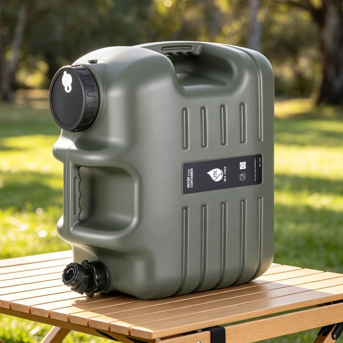25L portable water container jerry can for camping and emergency storage