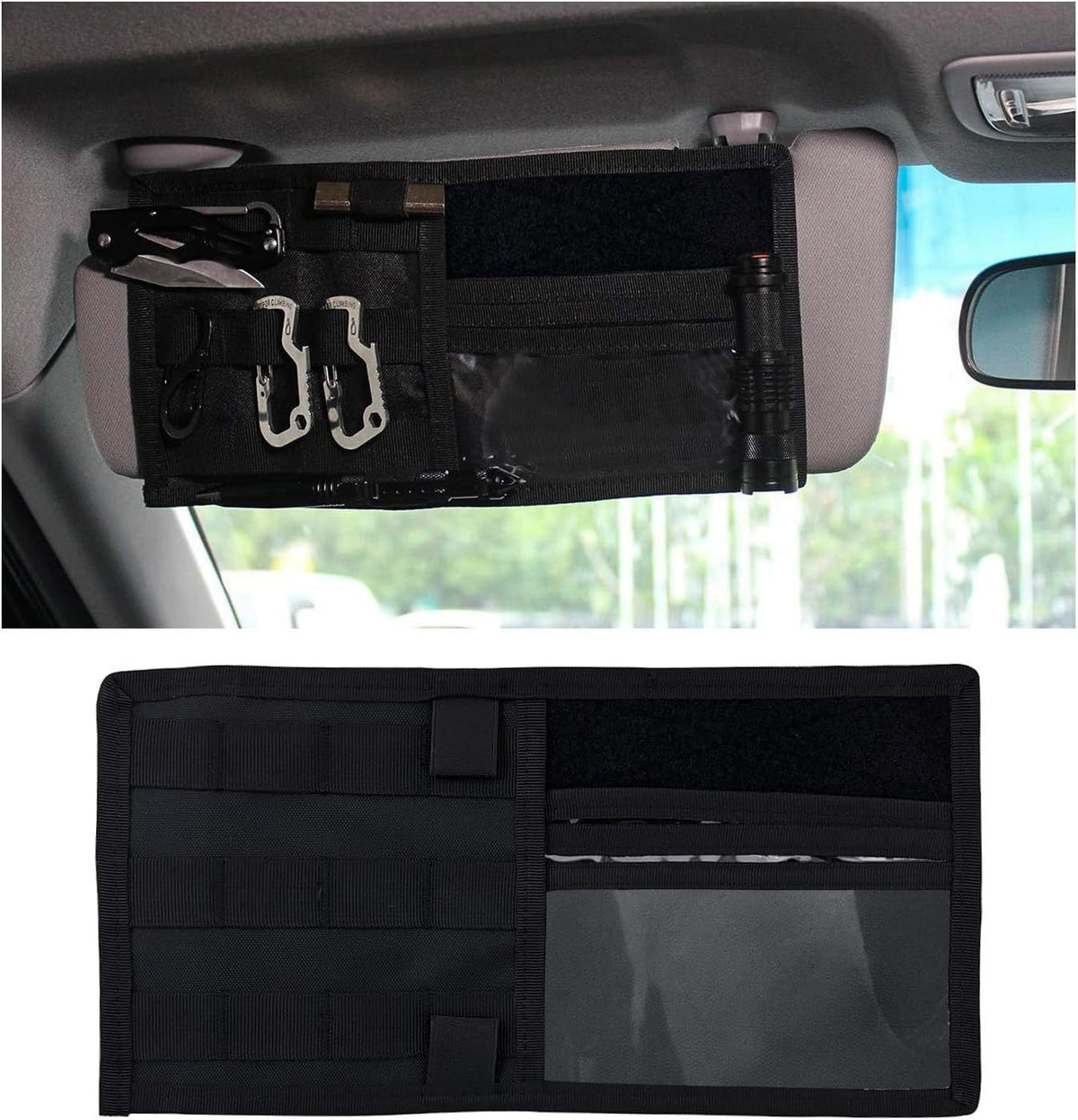 Tactical MOLLE car sun visor organiser panel